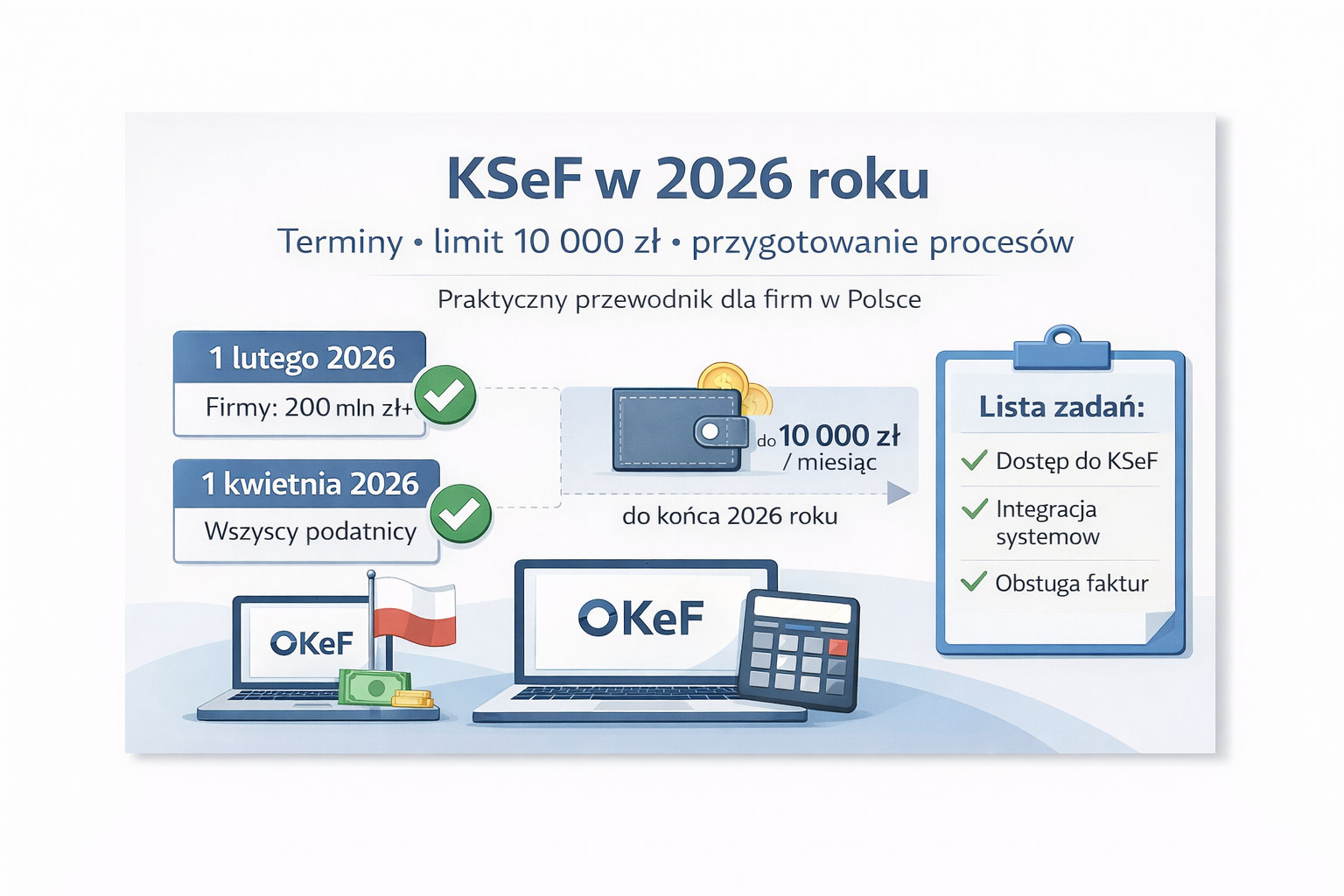 KSeF 2026 у Польщі — строки, ліміт 10 000 zł, підготовка компаній