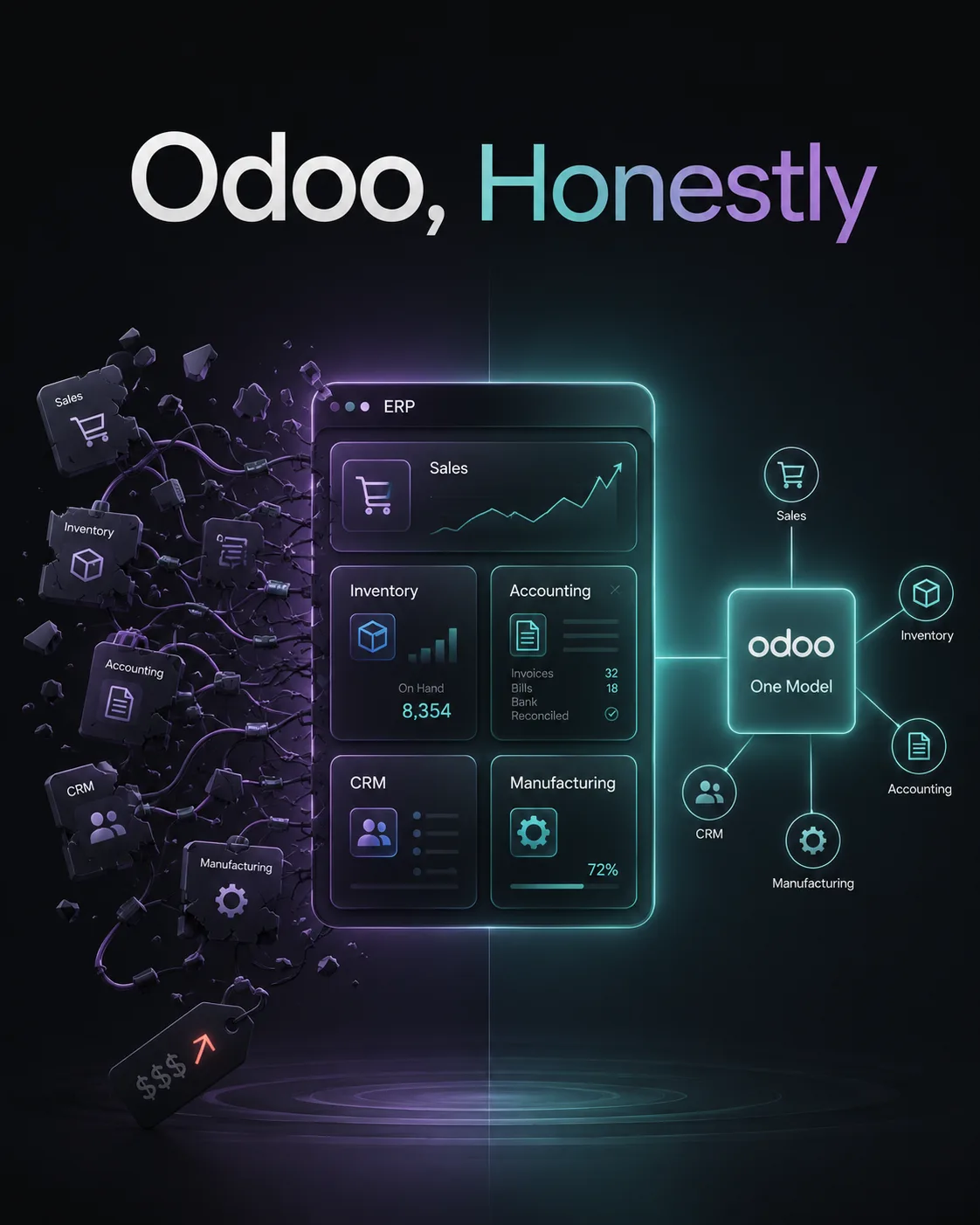Odoo, szczerze: modułowe aplikacje ERP, podatek od aktualizacji i jeden model deklaratywny